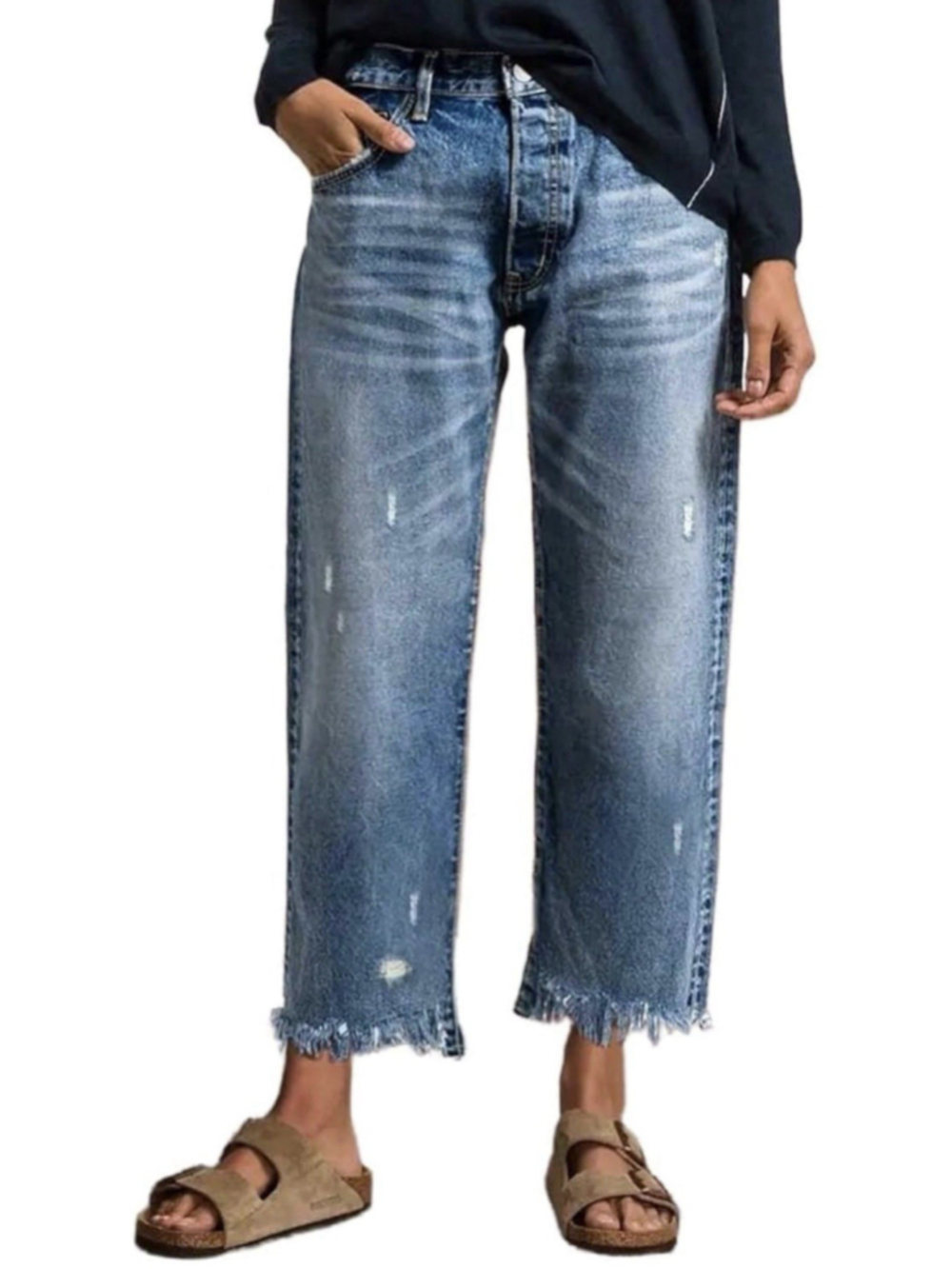 Flamingals Frayed Hem Stretchy High Waisted Distressed S